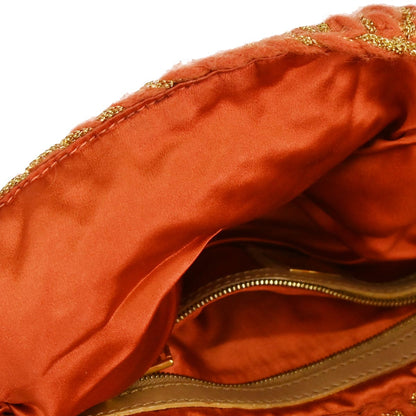 Fendi * Orange Gold Wool Baguette Handbag