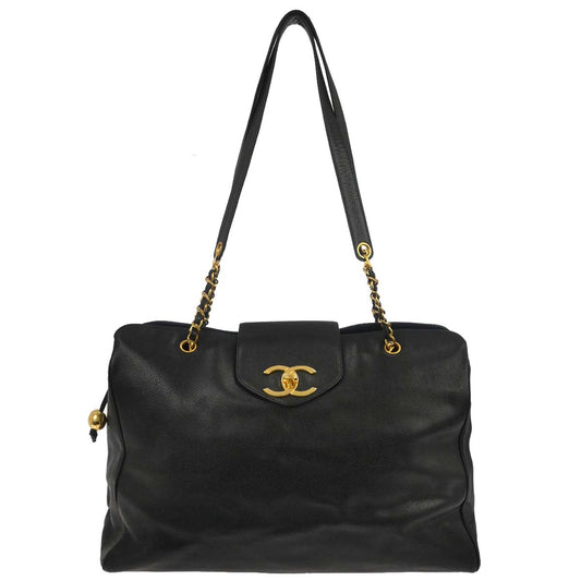 Chanel 1994-1996 Black Caviar Skin Supermodel Tote Shoulder Bag
