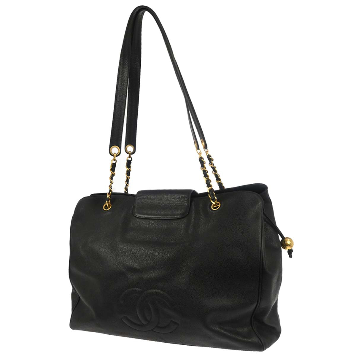 Chanel 1994-1996 Black Caviar Skin Supermodel Tote Shoulder Bag