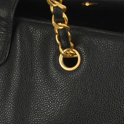 Chanel 1994-1996 Black Caviar Skin Supermodel Tote Shoulder Bag