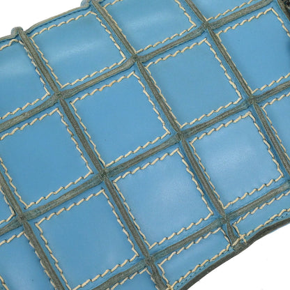 Chanel 2001-2003 Light Blue Calfskin Wild Stitch Choco Bar Waffle Shoulder Bag