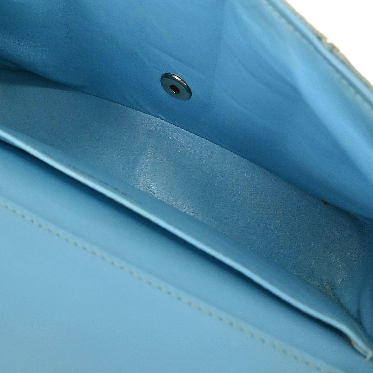 Chanel 2001-2003 Light Blue Calfskin Wild Stitch Choco Bar Waffle Shoulder Bag