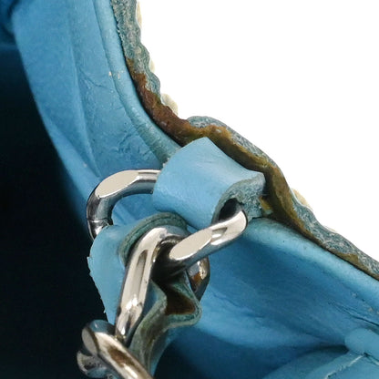 Chanel 2001-2003 Light Blue Calfskin Wild Stitch Choco Bar Waffle Shoulder Bag