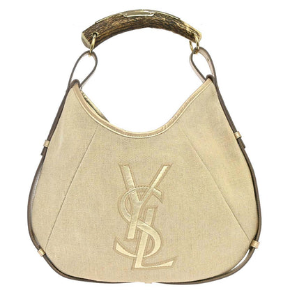 Yves Saint Laurent Beige Canvas Mombasa Handbag