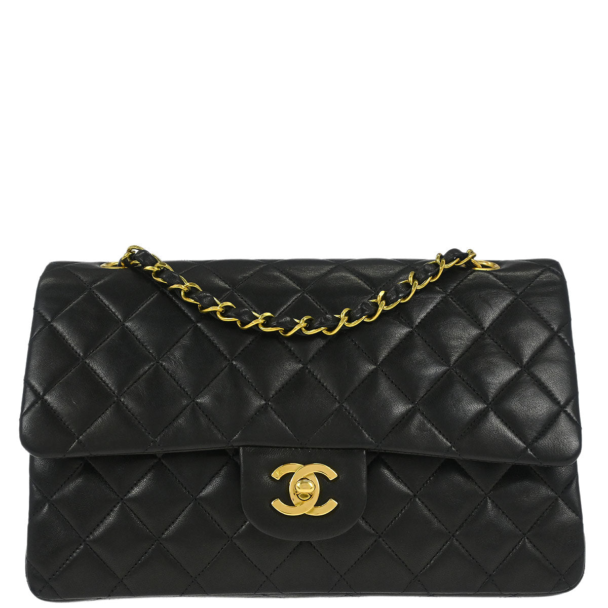 Chanel Black Lambskin Medium Classic Double Flap Shoulder Bag