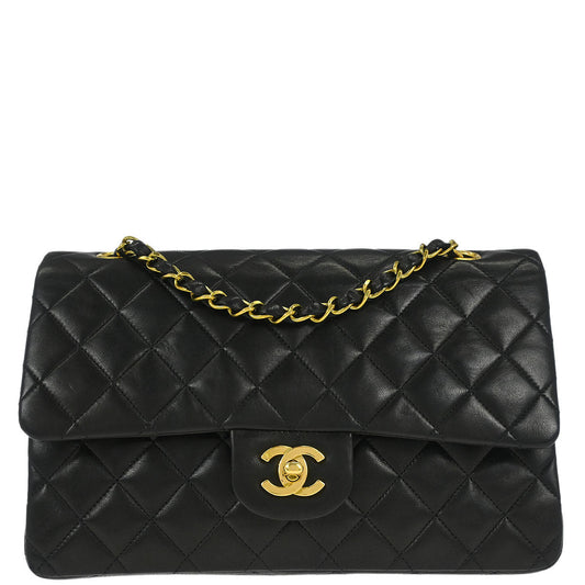 Chanel Black Lambskin Medium Classic Double Flap Shoulder Bag