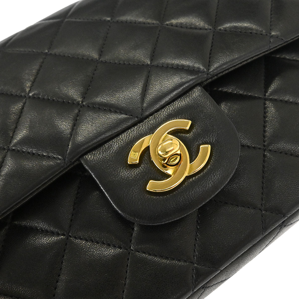 Chanel Black Lambskin Medium Classic Double Flap Shoulder Bag