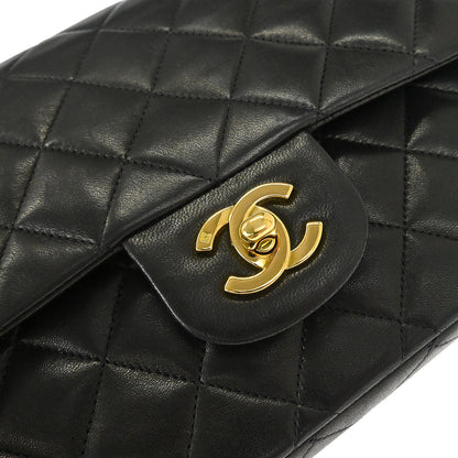 Chanel Black Lambskin Medium Classic Double Flap Shoulder Bag