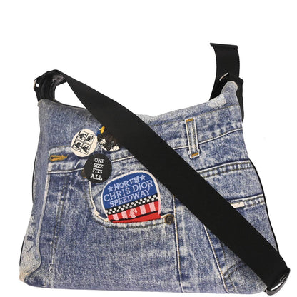 Christian Dior Blue Canvas Denim Print Shoulder Bag