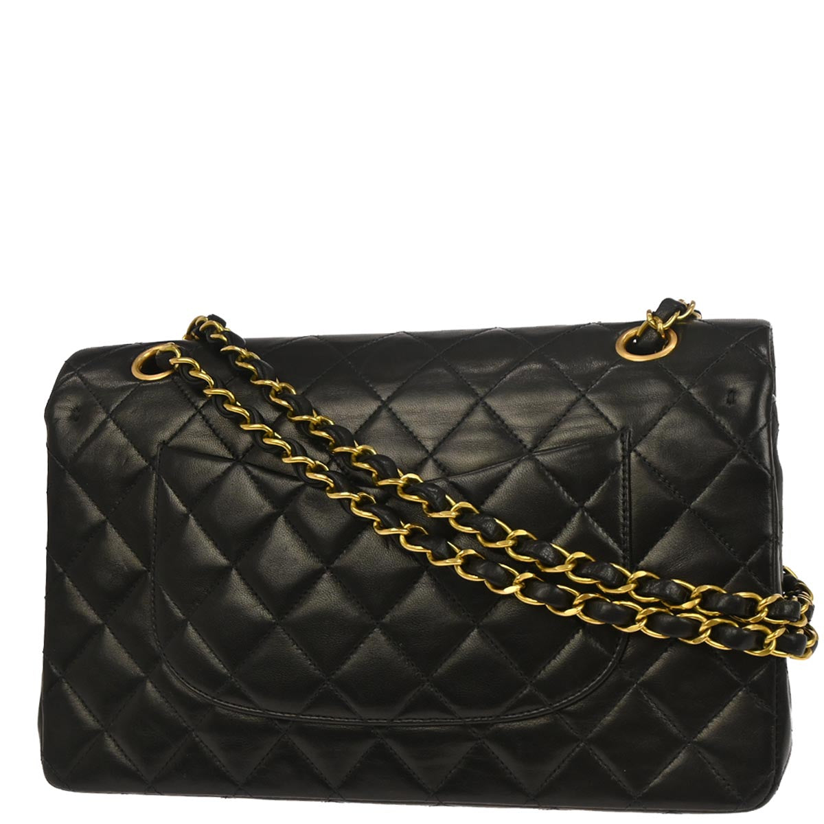 Chanel 1994-1996 Black Lambskin Medium Classic Double Flap Shoulder Bag