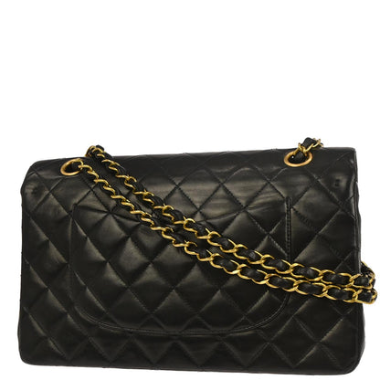 Chanel 1994-1996 Black Lambskin Medium Classic Double Flap Shoulder Bag