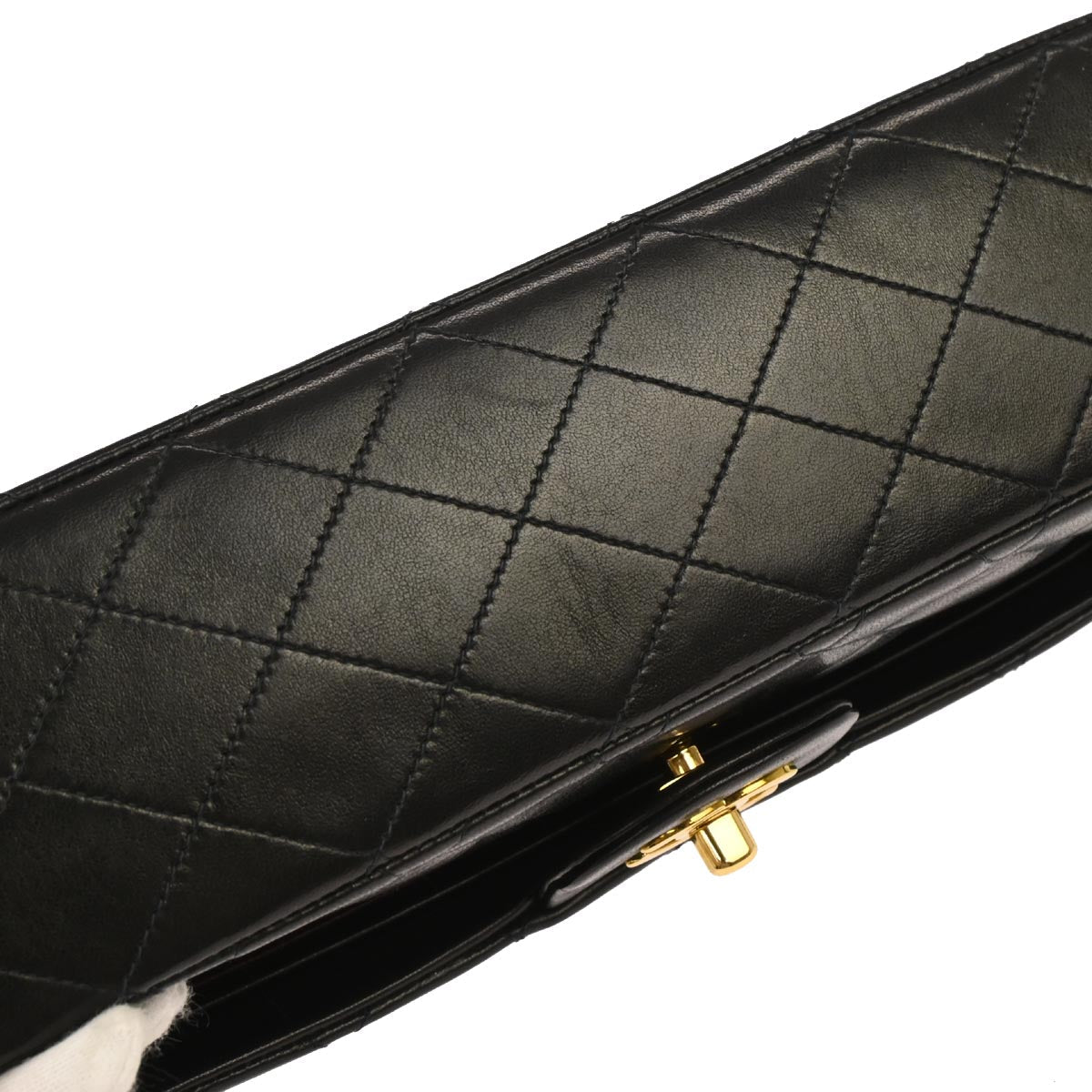 Chanel 1994-1996 Black Lambskin Medium Classic Double Flap Shoulder Bag