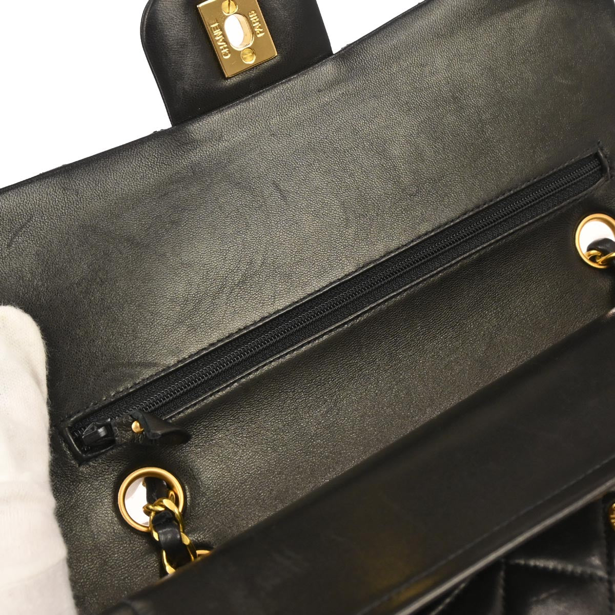 Chanel 1994-1996 Black Lambskin Medium Classic Double Flap Shoulder Bag