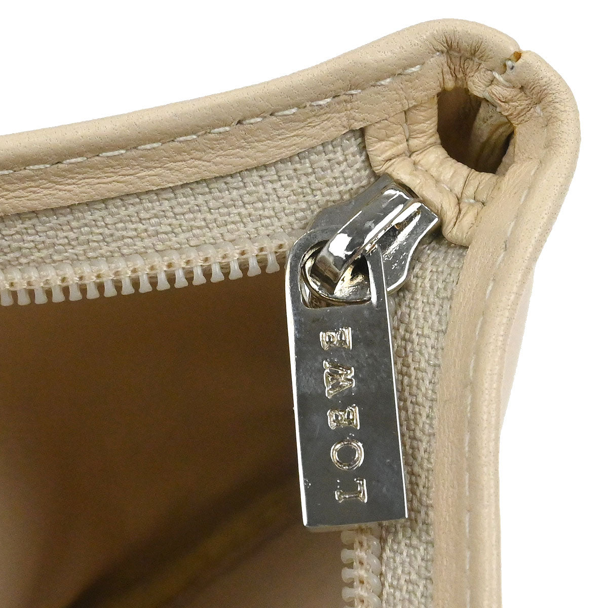 Loewe Beige Leather Coin Purse Wallet