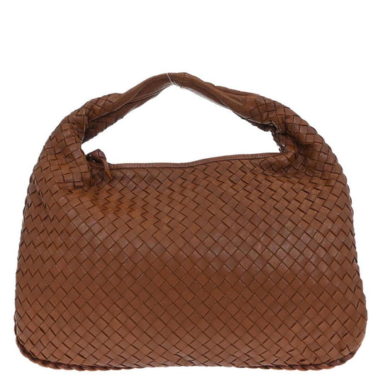 Bottega Veneta Brown Lambskin Intrecciato Hobo Handbag