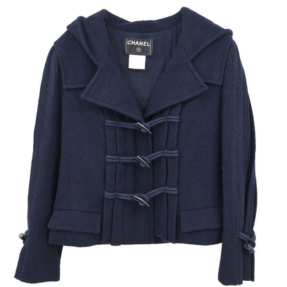 Chanel 2006 Hoodie Duffel Coat Navy #36