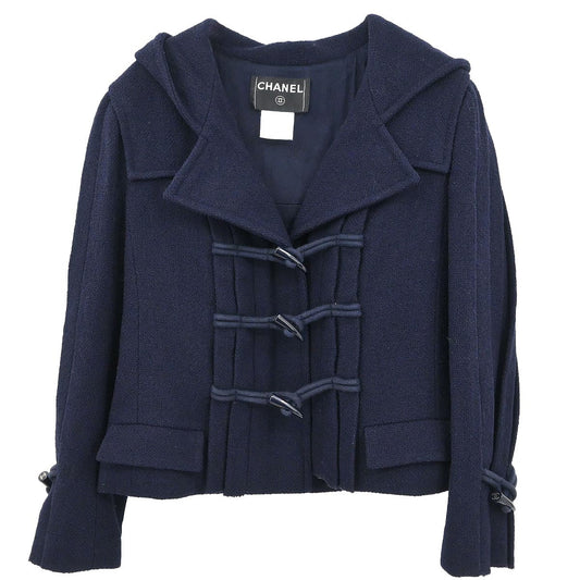 Chanel 2006 Hoodie Duffel Coat Navy #36