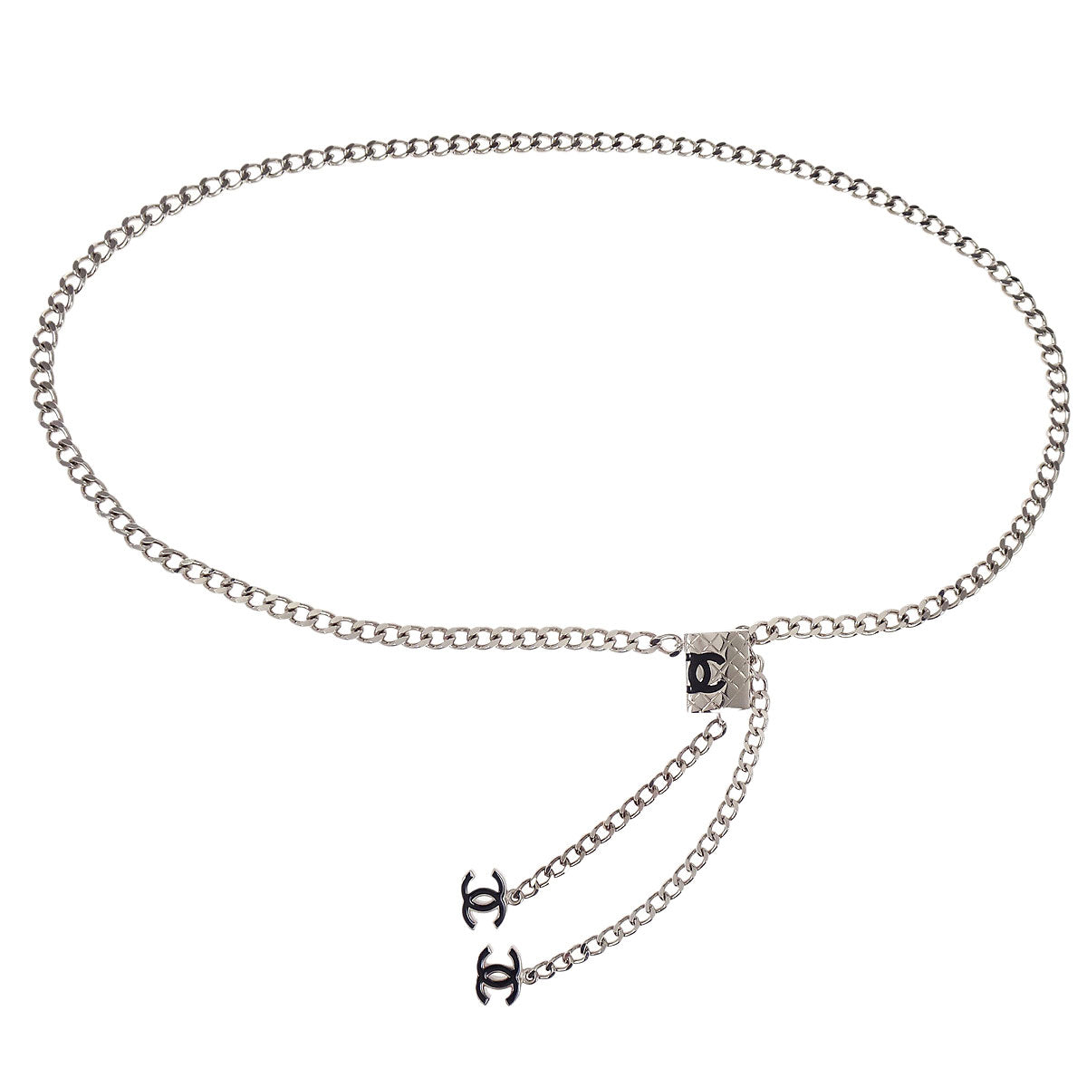 Chanel Cambon Ligne CC Chain Belt Silver 05C Small Good