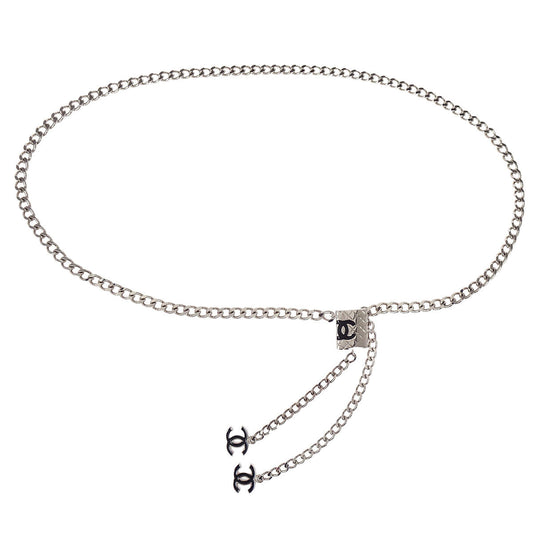Chanel Cambon Ligne CC Chain Belt Silver 05C Small Good