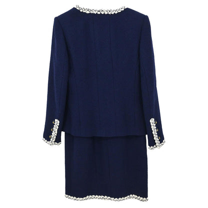 Chanel 1995 Setup Suit Jacket Dress Navy #40