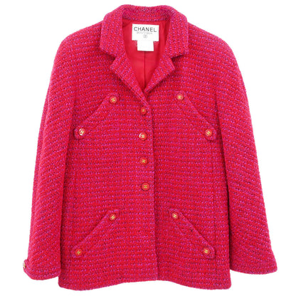 Chanel Single Breasted Jacket Tweed Red #40