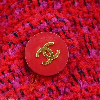 Chanel Single Breasted Jacket Tweed Red #40