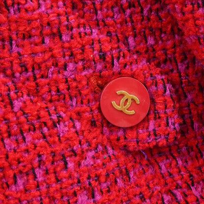 Chanel Single Breasted Jacket Tweed Red #40
