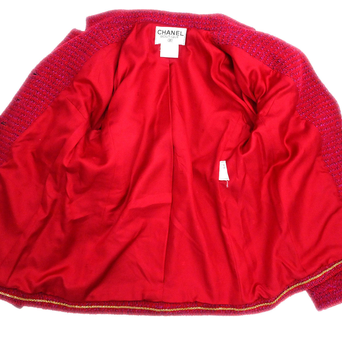 Chanel Single Breasted Jacket Tweed Red #40