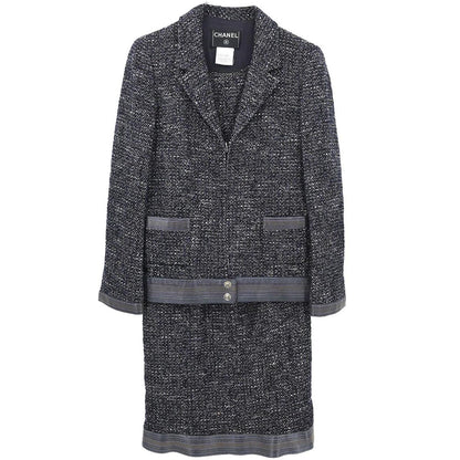 Chanel 2004 Setup Suit Jacket Dress Tweed Black #40