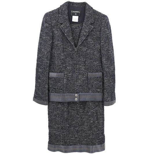 Chanel 2004 Setup Suit Jacket Dress Tweed Black #40
