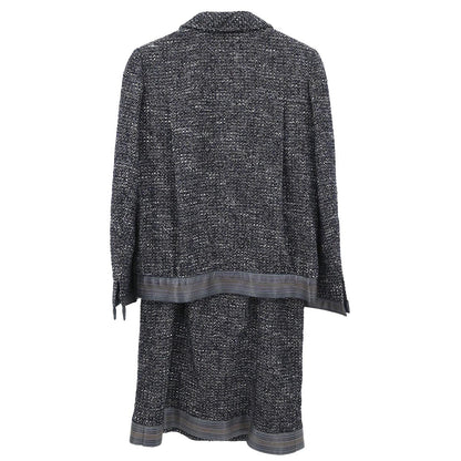 Chanel 2004 Setup Suit Jacket Dress Tweed Black #40