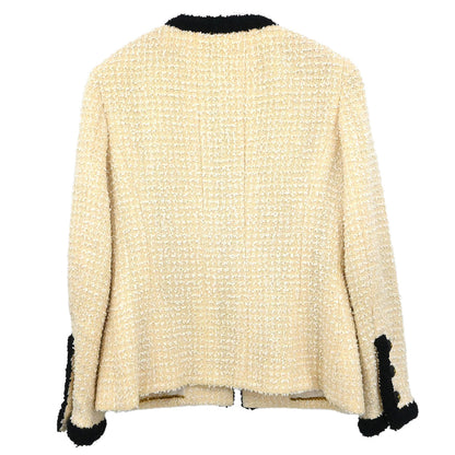 Chanel 1995 Collarless Single Breasted Jacket Ivory #38
