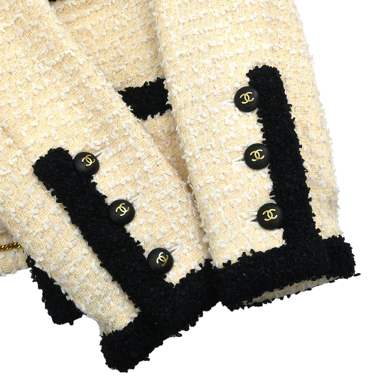 Chanel 1995 Collarless Single Breasted Jacket Ivory #38