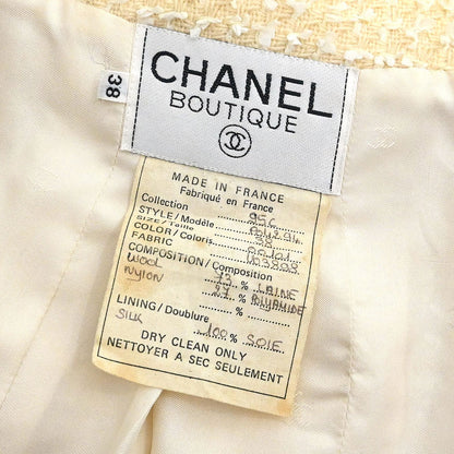 Chanel 1995 Collarless Single Breasted Jacket Ivory #38