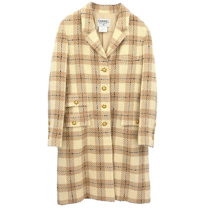 Chanel 1996 Single Breasted Coat Beige #42