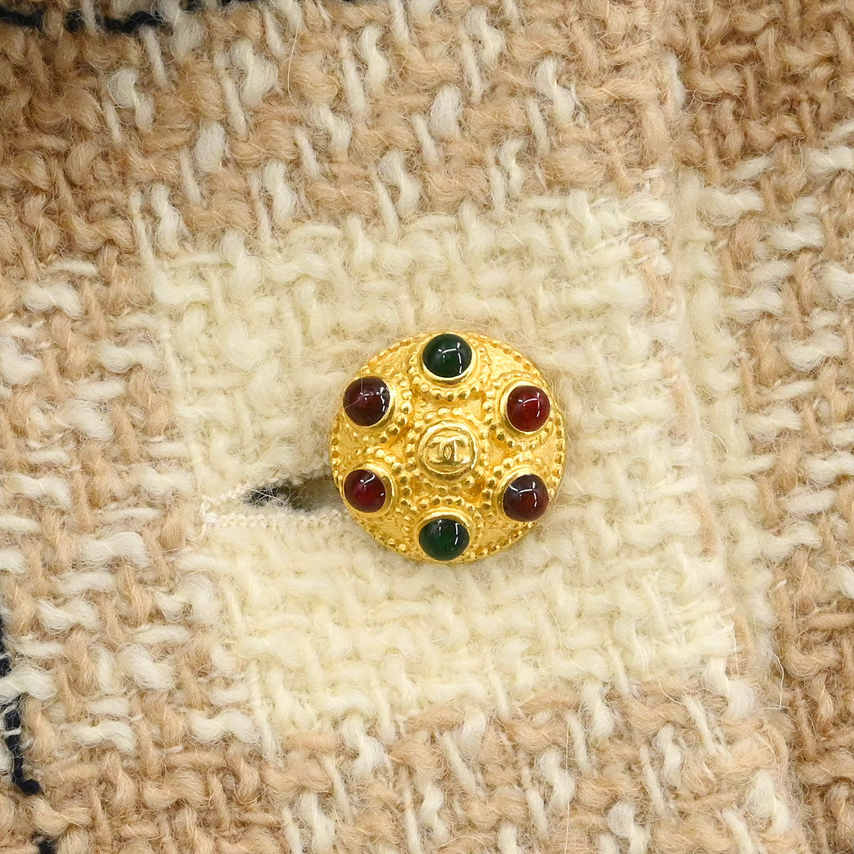 Chanel 1996 Single Breasted Coat Beige #42