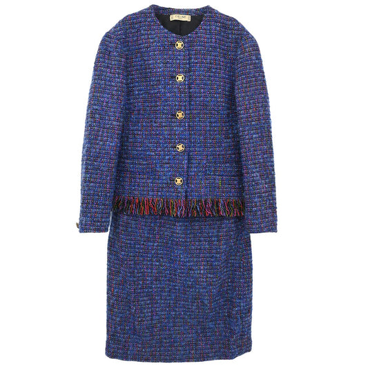 Celine Setup Suit Jacket Skirt Blue #38