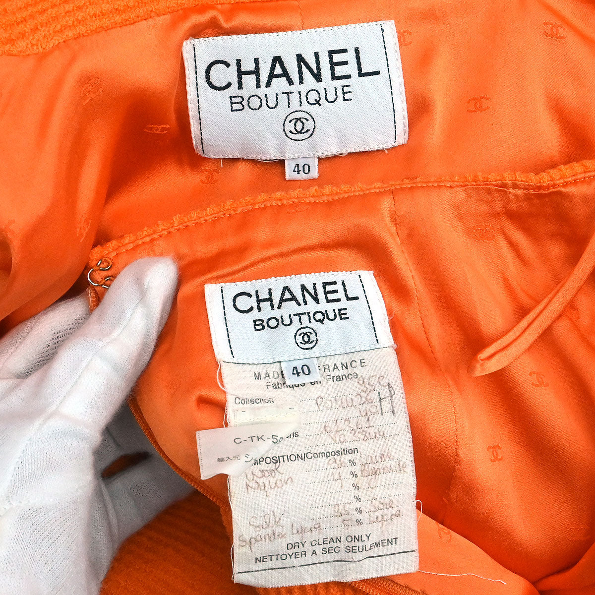 Chanel 1995 Setup Suit Jacket Skirt Orange #40