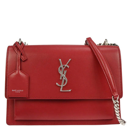 Saint Laurent Red Leather Sunset Shoulder Bag