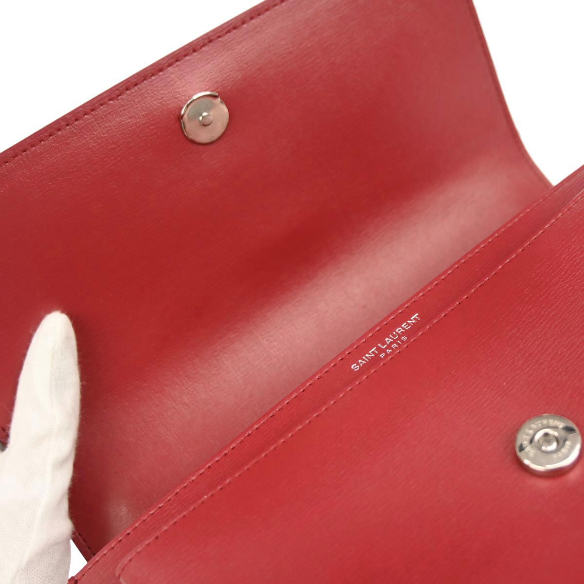 Saint Laurent Red Leather Sunset Shoulder Bag