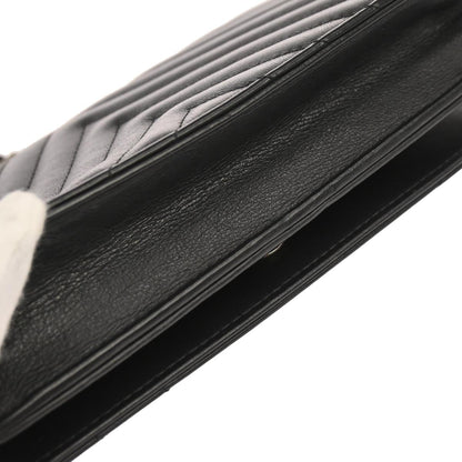 Chanel 2019 Black Lambskin Chevron Tassel WOC Wallet on Chain Shoulder Bag