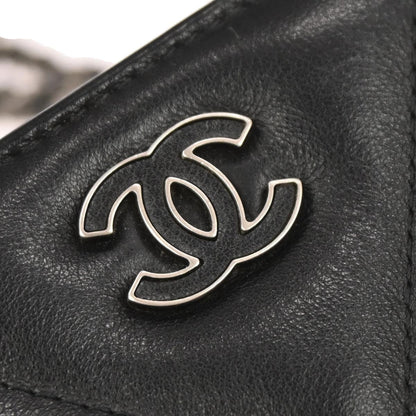 Chanel 2019 Black Lambskin Chevron Tassel WOC Wallet on Chain Shoulder Bag