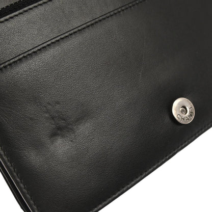 Chanel 2019 Black Lambskin Chevron Tassel WOC Wallet on Chain Shoulder Bag