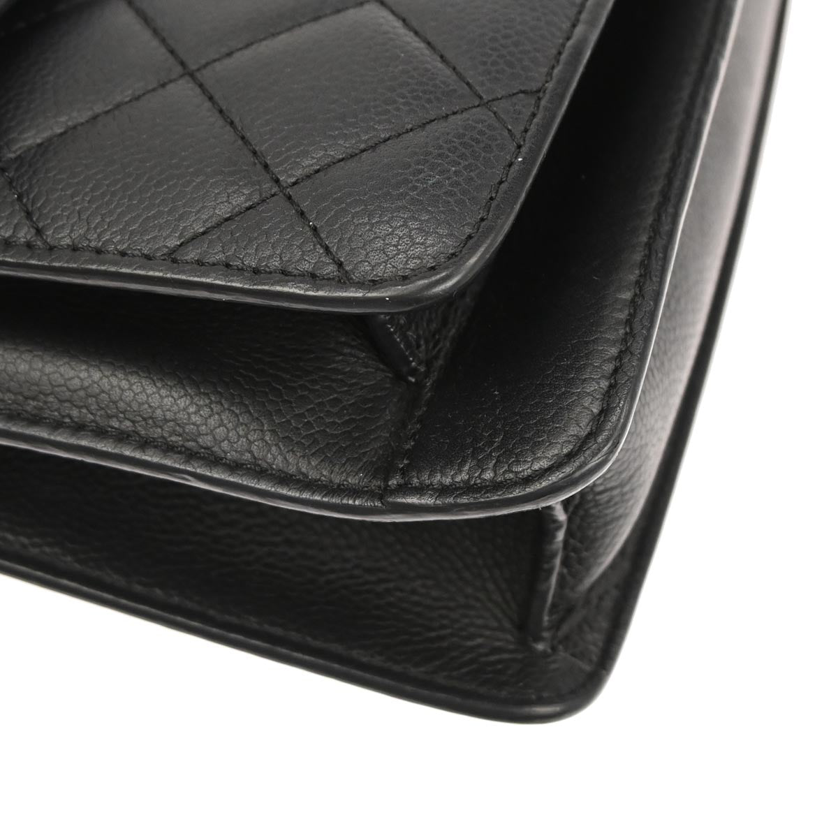 Chanel 2017-2018 Black Caviar Skin Box Flap Bag Shoulder Bag