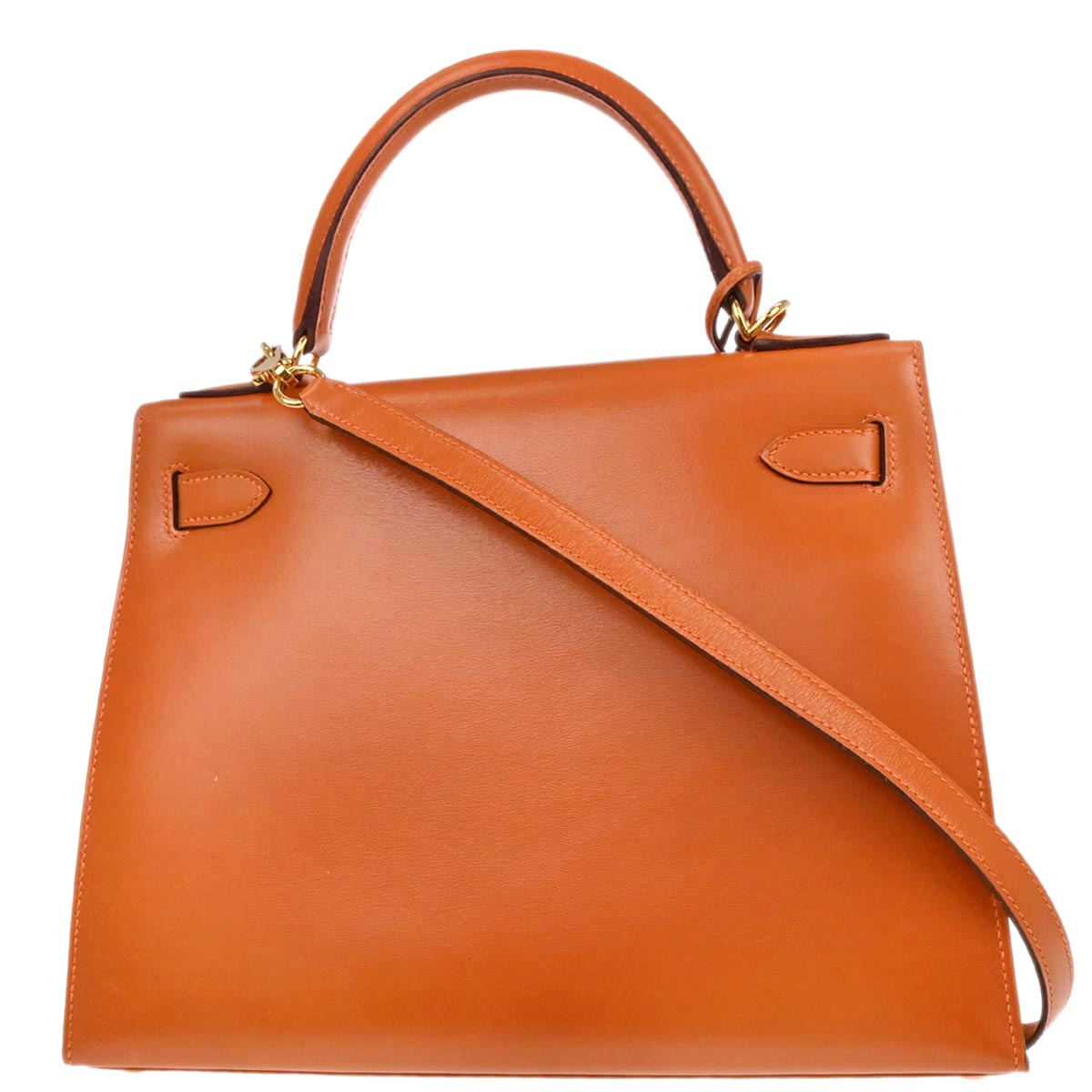 Hermes Orange Box Calf Kelly 28 Sellier 2way Shoulder Handbag