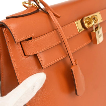 Hermes Orange Box Calf Kelly 28 Sellier 2way Shoulder Handbag