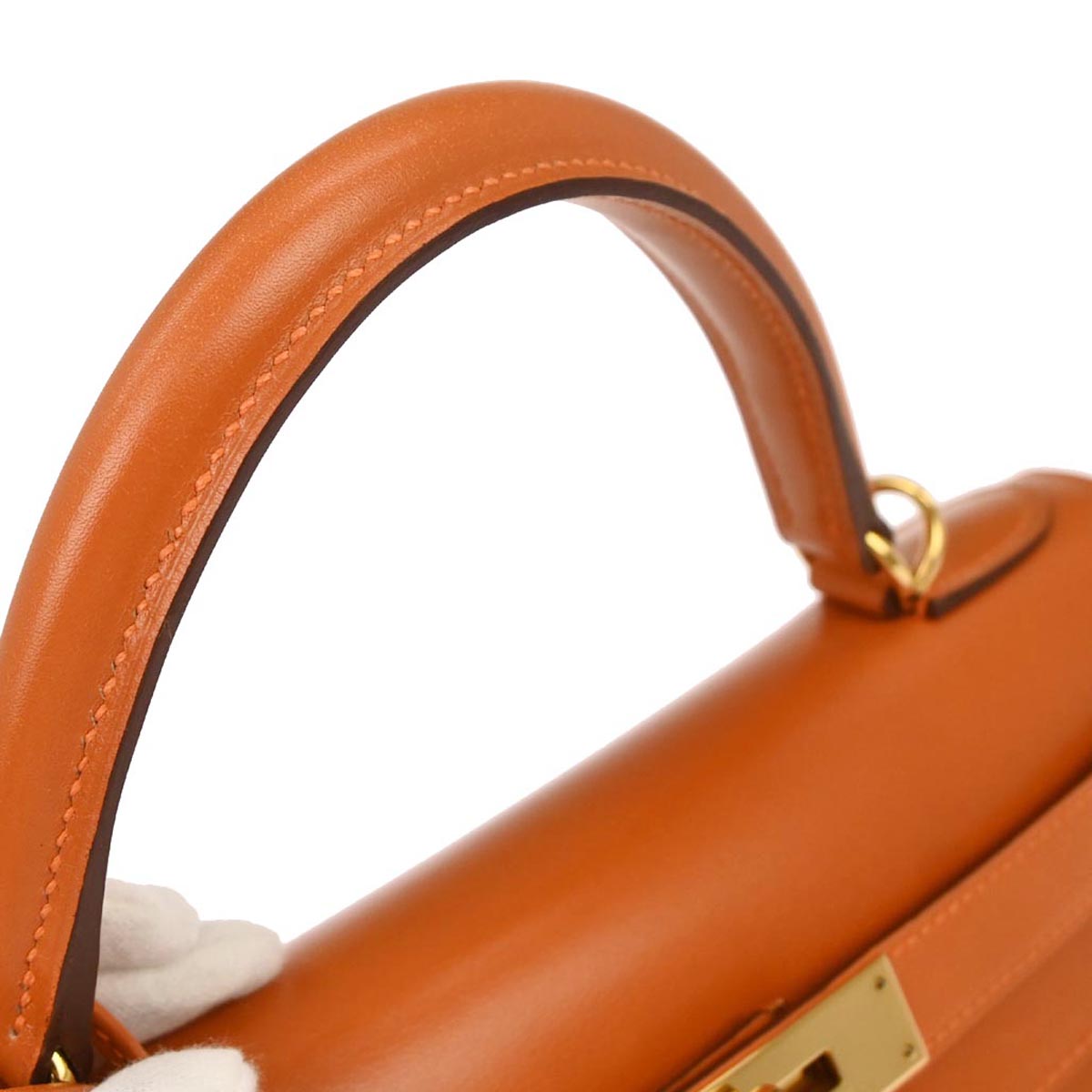 Hermes Orange Box Calf Kelly 28 Sellier 2way Shoulder Handbag