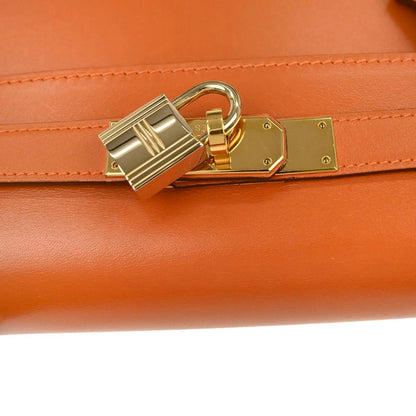 Hermes Orange Box Calf Kelly 28 Sellier 2way Shoulder Handbag