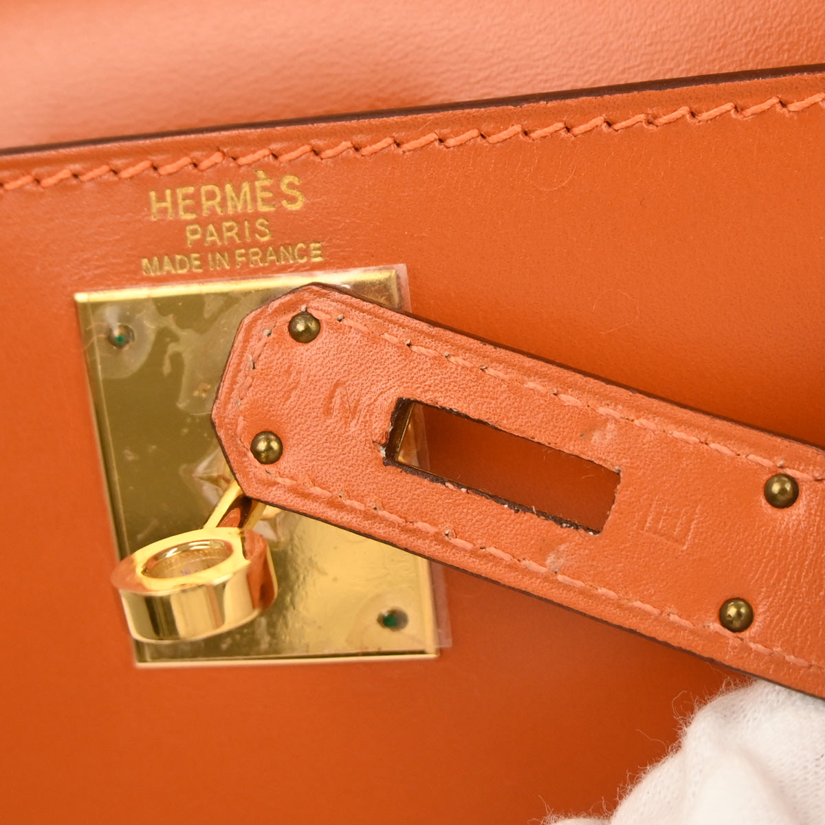 Hermes Orange Box Calf Kelly 28 Sellier 2way Shoulder Handbag
