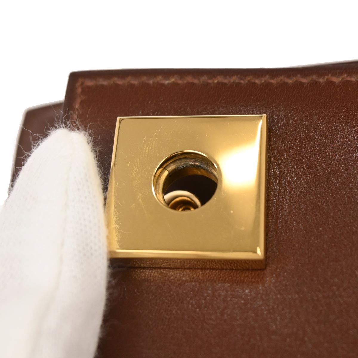 Hermes Marron Fonce Box Calf Piano Handbag